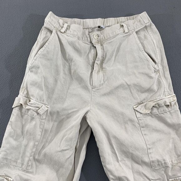 YFB Young Fabulous & Broke Cargo Pants Womens Large Beige Elastic Waist Utility - Picture 2 of 16